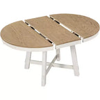 Ensemble de salle à manger 5 pièces style ferme, table à manger ronde extensible en bois et 4 chaises rembourrées
