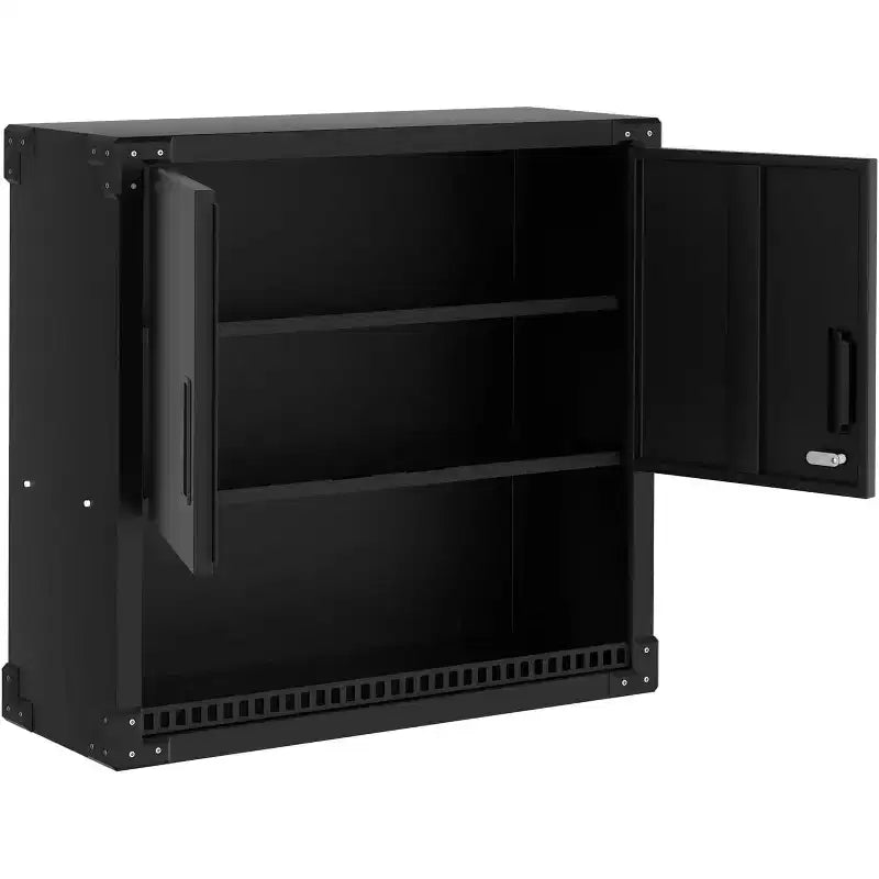 Meuble Haut de Rangement Mural de Garage avec Serrure, Armoire Murale en Acier Robuste avec Étagères Réglables, Organiseur d'Outils Suspendu