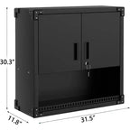 Meuble Haut de Rangement Mural de Garage avec Serrure, Armoire Murale en Acier Robuste avec Étagères Réglables, Organiseur d'Outils Suspendu