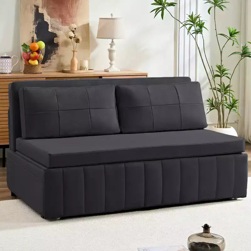 Canapé-lit convertible Mjkone W62inch, canapé-lit 3-en-1 moderne en tissu Leathaire, méridienne