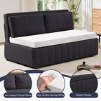 Canapé-lit convertible Mjkone W62inch, canapé-lit 3-en-1 moderne en tissu Leathaire, méridienne