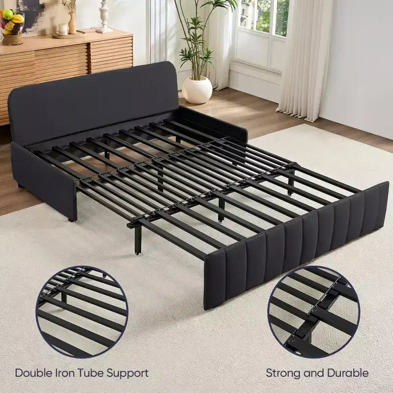 Canapé-lit convertible Mjkone W62inch, canapé-lit 3-en-1 moderne en tissu Leathaire, méridienne