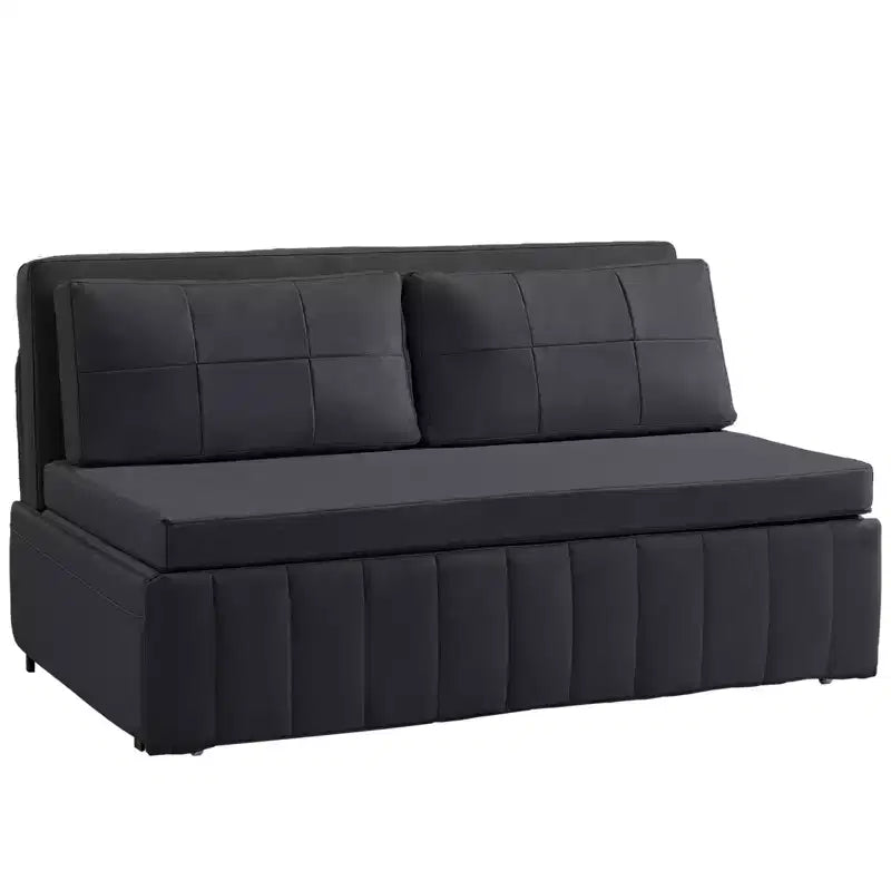 Canapé-lit convertible Mjkone W62inch, canapé-lit 3-en-1 moderne en tissu Leathaire, méridienne