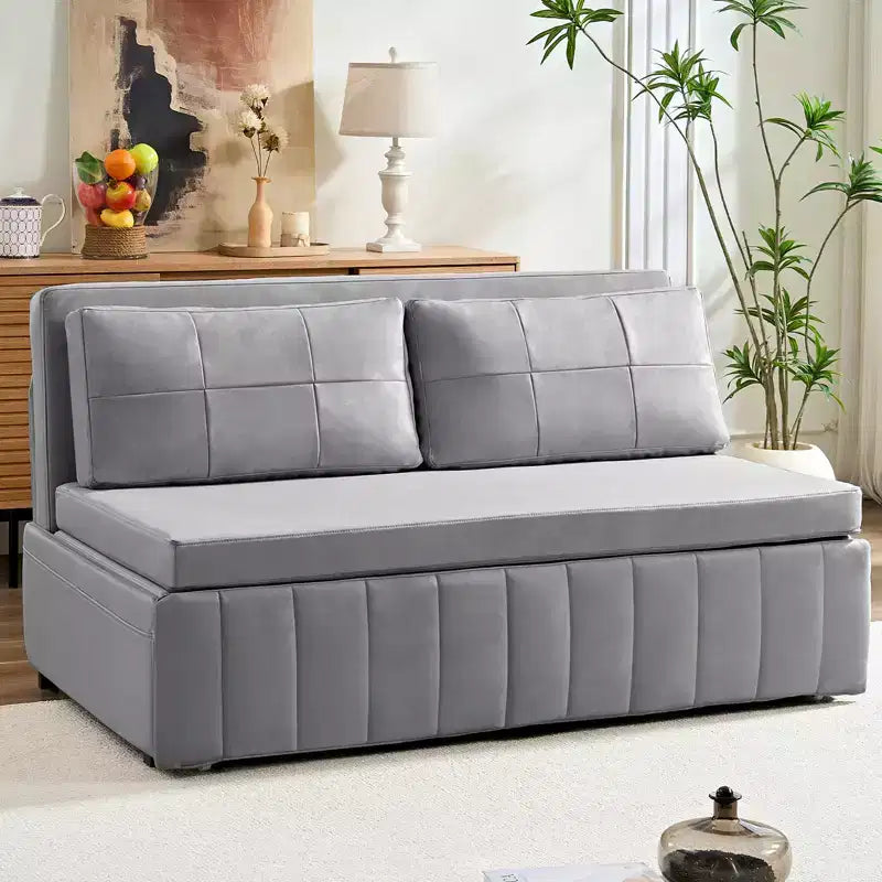 Canapé-lit convertible Mjkone W62inch, canapé-lit 3-en-1 moderne en tissu Leathaire, méridienne
