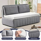 Canapé-lit convertible Mjkone W62inch, canapé-lit 3-en-1 moderne en tissu Leathaire, méridienne