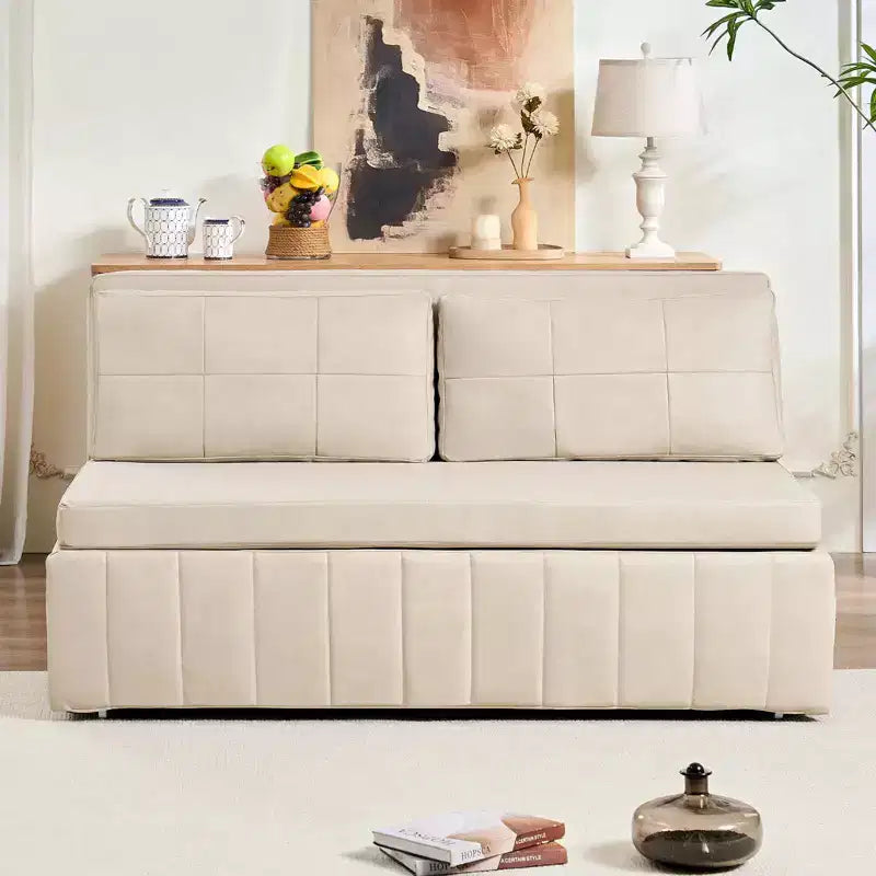 Canapé-lit convertible Mjkone W62inch, canapé-lit 3-en-1 moderne en tissu Leathaire, méridienne