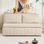 Canapé-lit convertible Mjkone W62inch, canapé-lit 3-en-1 moderne en tissu Leathaire, méridienne