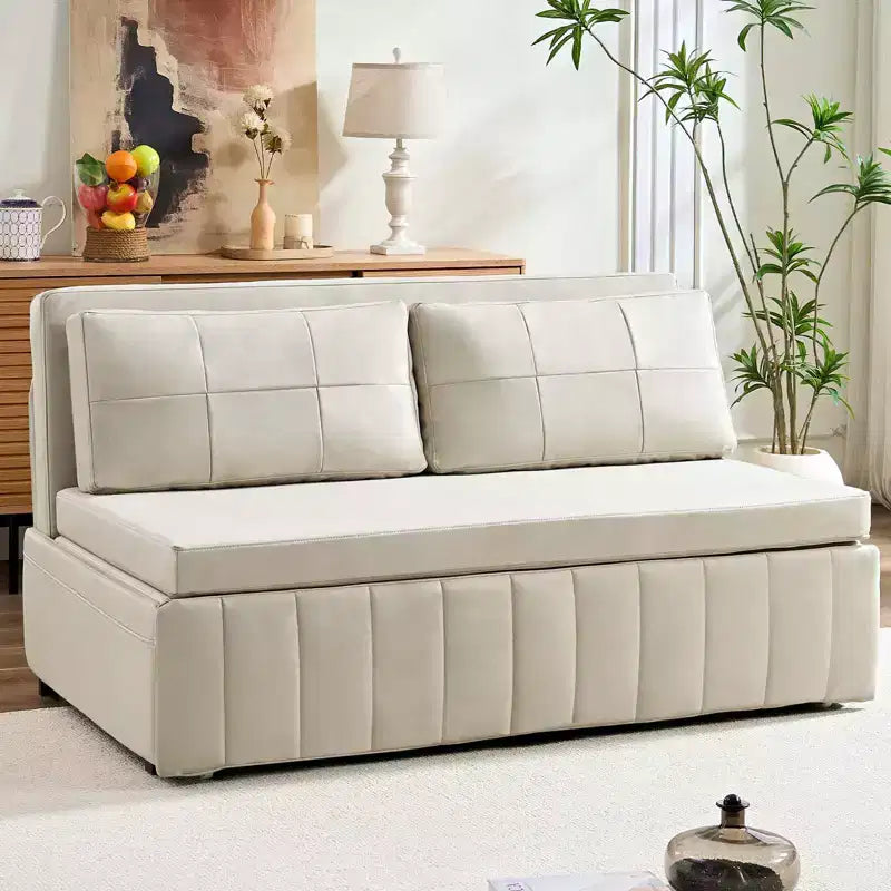 Canapé-lit convertible Mjkone W62inch, canapé-lit 3-en-1 moderne en tissu Leathaire, méridienne
