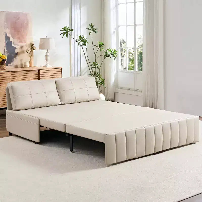 Canapé-lit convertible Mjkone W62inch, canapé-lit 3-en-1 moderne en tissu Leathaire, méridienne