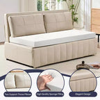 Canapé-lit convertible Mjkone W62inch, canapé-lit 3-en-1 moderne en tissu Leathaire, méridienne