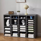 Organisateur de documents VEVOR, casier de bureau à 36 compartiments avec étagères réglables, trieur de courrier en bois MDF, gris