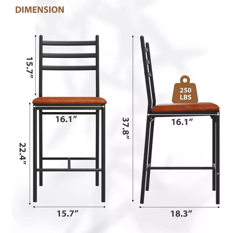Tabourets de bar modernes avec dossier, chaises de bar hauteur comptoir avec repose-pieds, tabourets de bar en métal rembourrés pour îlot de cuisine, salle à manger