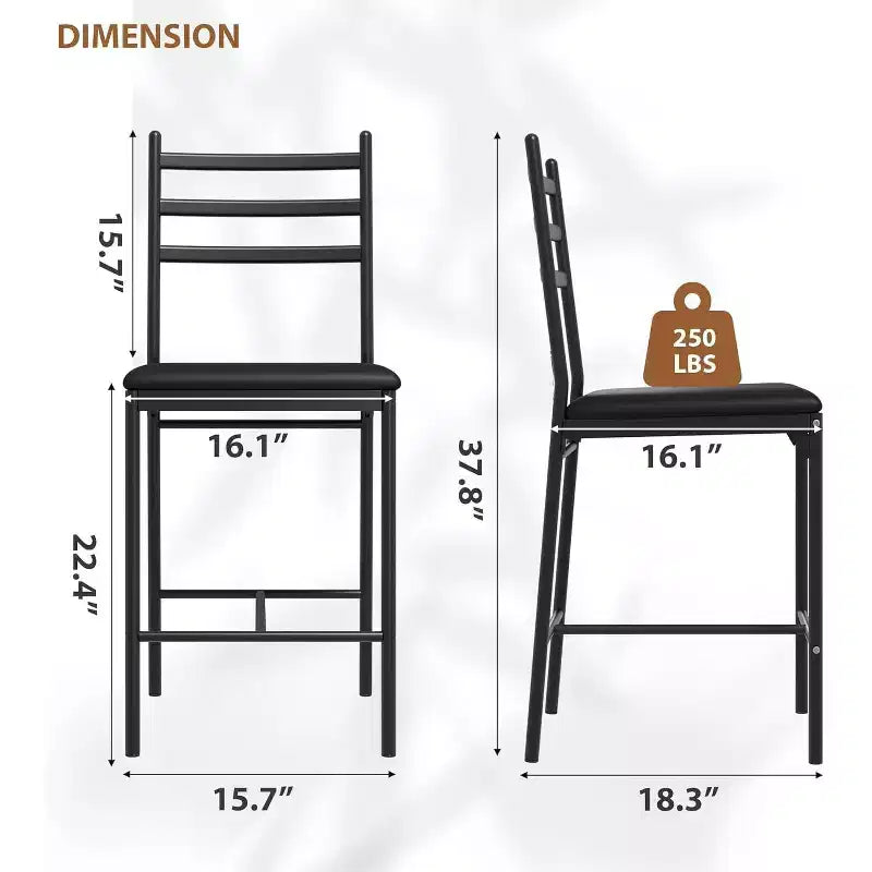 Tabourets de bar modernes avec dossier, chaises de bar hauteur comptoir avec repose-pieds, tabourets de bar en métal rembourrés pour îlot de cuisine, salle à manger