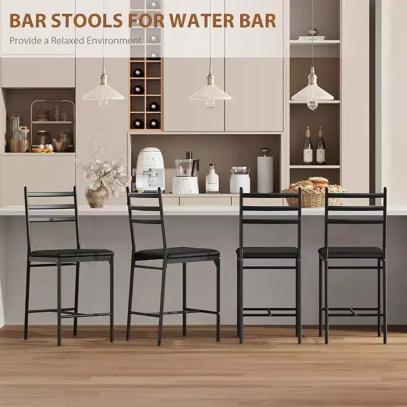 Tabourets de bar modernes avec dossier, chaises de bar hauteur comptoir avec repose-pieds, tabourets de bar en métal rembourrés pour îlot de cuisine, salle à manger