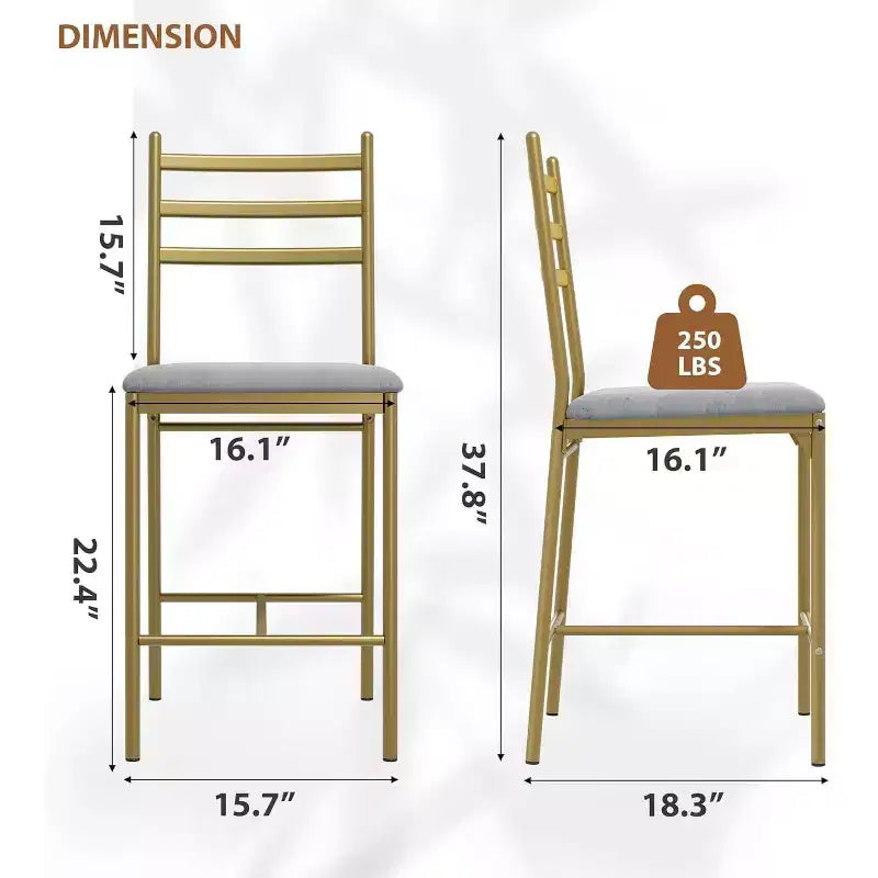 Tabourets de bar modernes avec dossier, chaises de bar hauteur comptoir avec repose-pieds, tabourets de bar en métal rembourrés pour îlot de cuisine, salle à manger