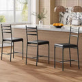 Modern Bar Stools with Backrest, Counter Height Bar Chairs with Footrest, Upholstered Metal Barstools for Kitchen Island, Dining Room