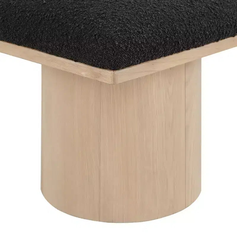 Meridian Furniture,Pavilion Black Boucle Fabric Bench