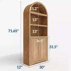 Bibliothèque de 72'' de haut avec portes doubles et étagère réglable, 5 niveaux, en bois, avec rangement pour le bureau à domicile.