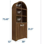 Bibliothèque de 72'' de haut avec portes doubles et étagère réglable, 5 niveaux, en bois, avec rangement pour le bureau à domicile.