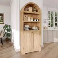 72'' Tall Arched Cabinet, 5 Tier Arched Bookshelf with Double Doors & Adjustable Shelf, Wooden Bookcase with Storage for Home Office