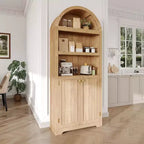 72'' Tall Arched Cabinet, 5 Tier Arched Bookshelf with Double Doors & Adjustable Shelf, Wooden Bookcase with Storage for Home Office
