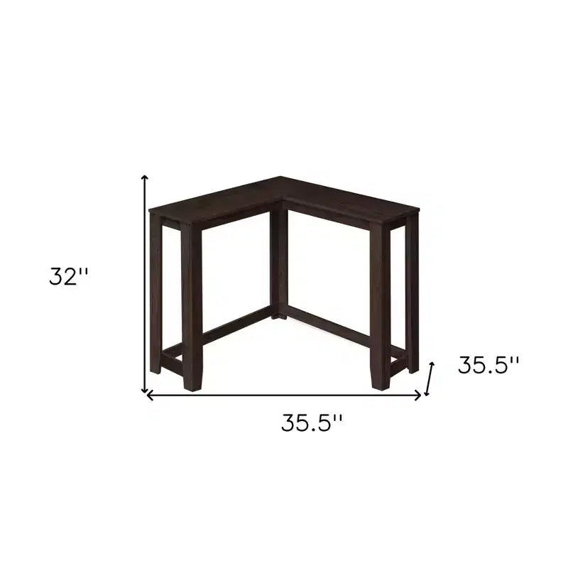 HomeRoots 36 Espresso Solid Wood Distressed Corner Console Table
