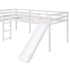 Lit superposé double en bois de taille double avec toboggan, lit superposé en L avec garde-corps pleine longueur pour chambre d'enfant