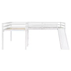 Lit superposé double en bois de taille double avec toboggan, lit superposé en L avec garde-corps pleine longueur pour chambre d'enfant