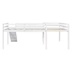 Lit superposé double en bois de taille double avec toboggan, lit superposé en L avec garde-corps pleine longueur pour chambre d'enfant