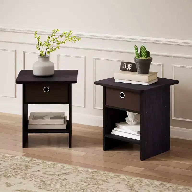 HOMLUX 2 tables de chevet, bout de canapé, avec tiroir et étagère ouverte