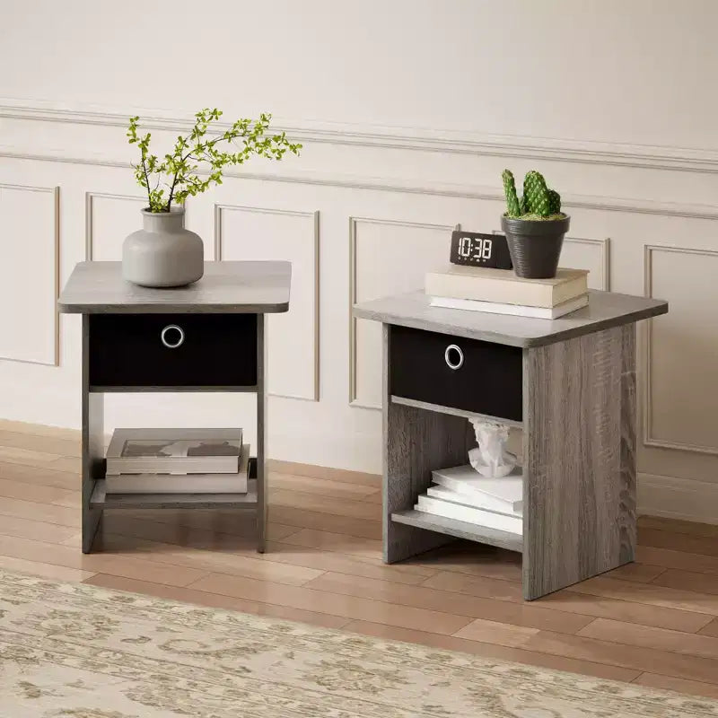 HOMLUX 2 tables de chevet, bout de canapé, avec tiroir et étagère ouverte