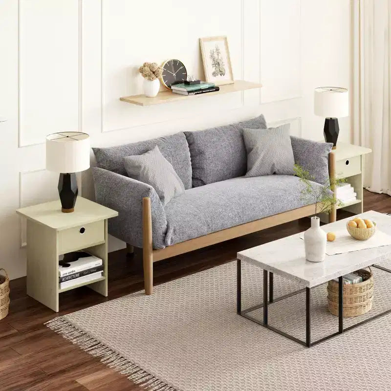 HOMLUX 2 tables de chevet, bout de canapé, avec tiroir et étagère ouverte