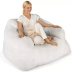 Fauteuil poire Costway pour adultes, canapé paresseux en peluche avec housse en velours ultra-doux, beige