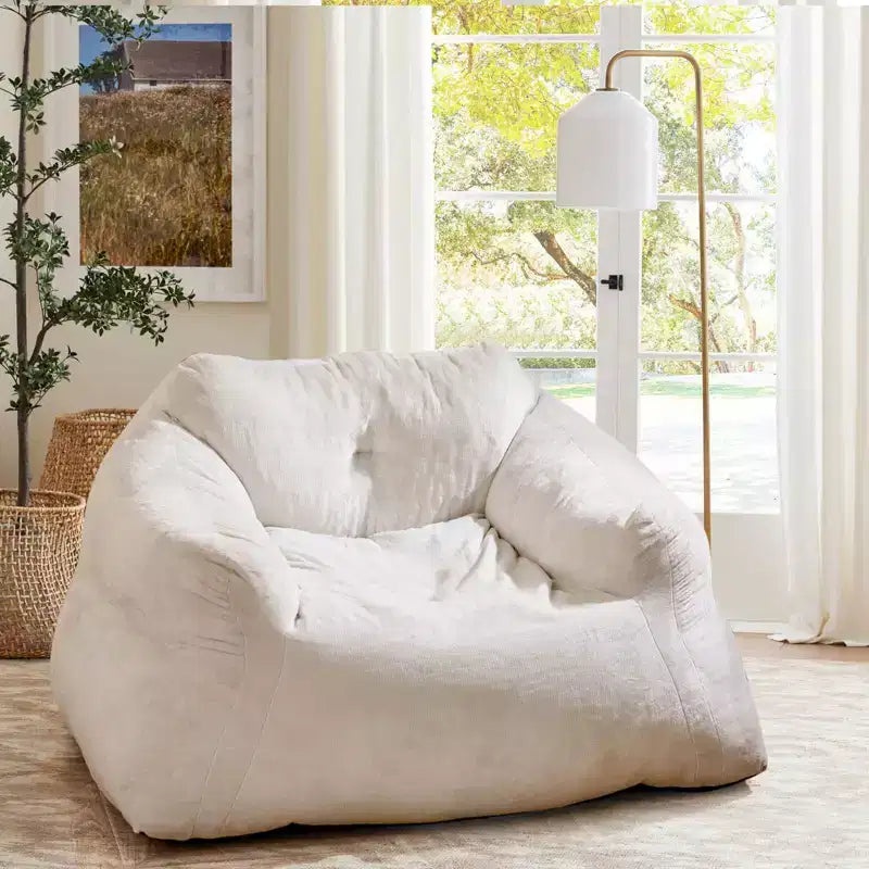 Fauteuil poire Costway pour adultes, canapé paresseux en peluche avec housse en velours ultra-doux, beige