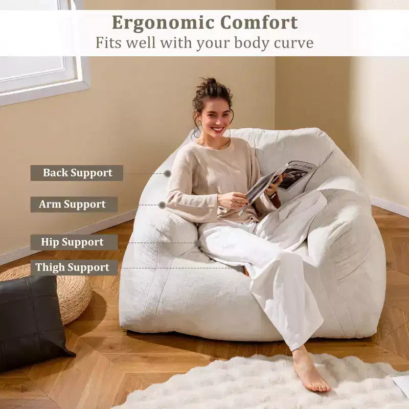 Fauteuil poire Costway pour adultes, canapé paresseux en peluche avec housse en velours ultra-doux, beige