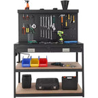 Établi réglable Acekool 48", table de travail robuste à 3 niveaux avec prises électriques, tiroir et panneau perforé, capacité de charge de 400 kg, pour garage, bureau, atelier