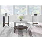 Ensemble table basse 3 pièces Ashley Wrenwich Signature Design avec tables d'appoint – Fini brun/noir/blanc