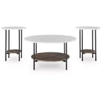 Ensemble table basse 3 pièces Ashley Wrenwich Signature Design avec tables d'appoint – Fini brun/noir/blanc