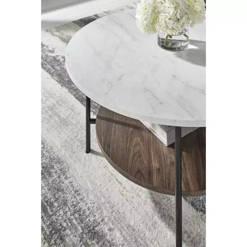 Ensemble table basse 3 pièces Ashley Wrenwich Signature Design avec tables d'appoint – Fini brun/noir/blanc