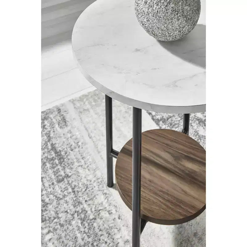 Ensemble table basse 3 pièces Ashley Wrenwich Signature Design avec tables d'appoint – Fini brun/noir/blanc