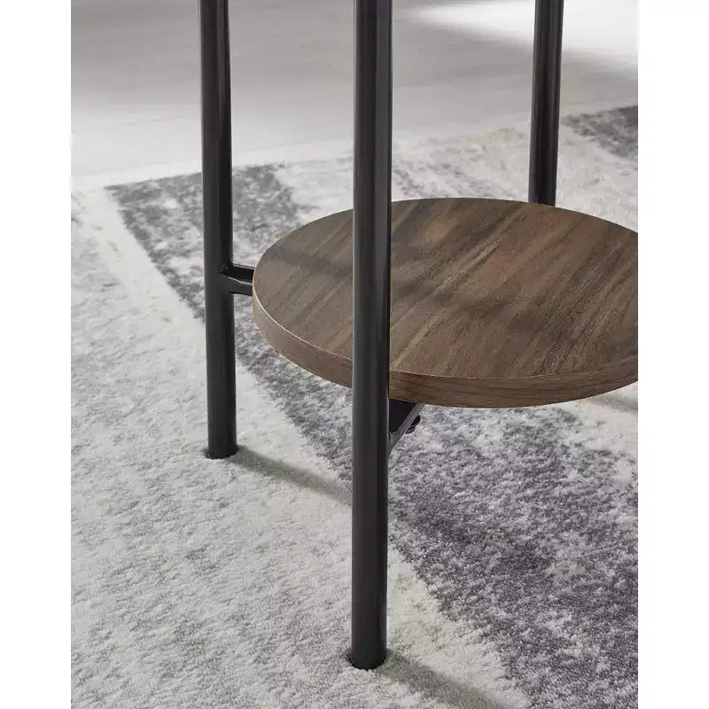 Ensemble table basse 3 pièces Ashley Wrenwich Signature Design avec tables d'appoint – Fini brun/noir/blanc