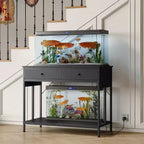 COZONY Fish Tank Stand with Power Outlet, 40-50 Gallon Metal Aquarium Table with Drawer, 660LBS