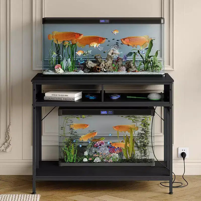 Meuble de support pour aquarium COZONY avec prise de courant, table d'aquarium en métal de 40 à 50 gallons avec tiroir, 300 kg