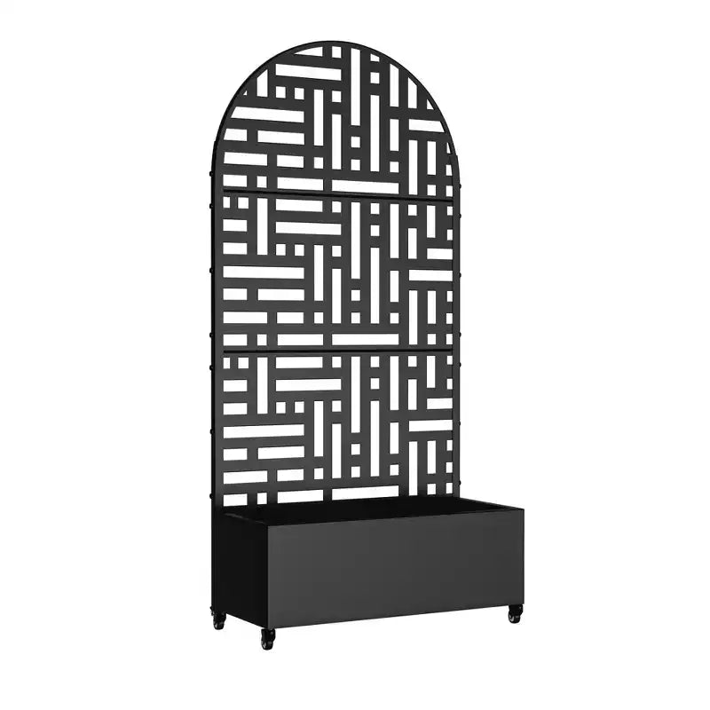 MAYEERTY Jardinière avec treillis en fer noir Arch Helen Street Style 01 72x35x16in Lot de 3 pièces