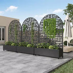 MAYEERTY Jardinière avec treillis en fer noir Arch Helen Street Style 01 72x35x16in Lot de 3 pièces