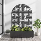 MAYEERTY Planter Box with Trellis Iron Black Arch Helen Street 01 Style 72x35x16in 3-Piece Set