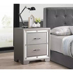 HomeStock 28 in.H x 25 in W Square Silver Finish 2 Drawers Metal Nighstand For Living Room and Bedroom