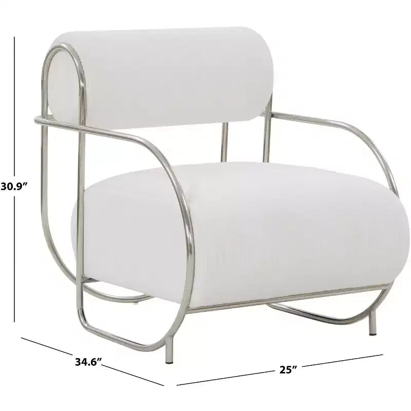 Fauteuil d'appoint à armature métallique Bethann - SFV5130 - Blanc/Argent - Safavieh Couture