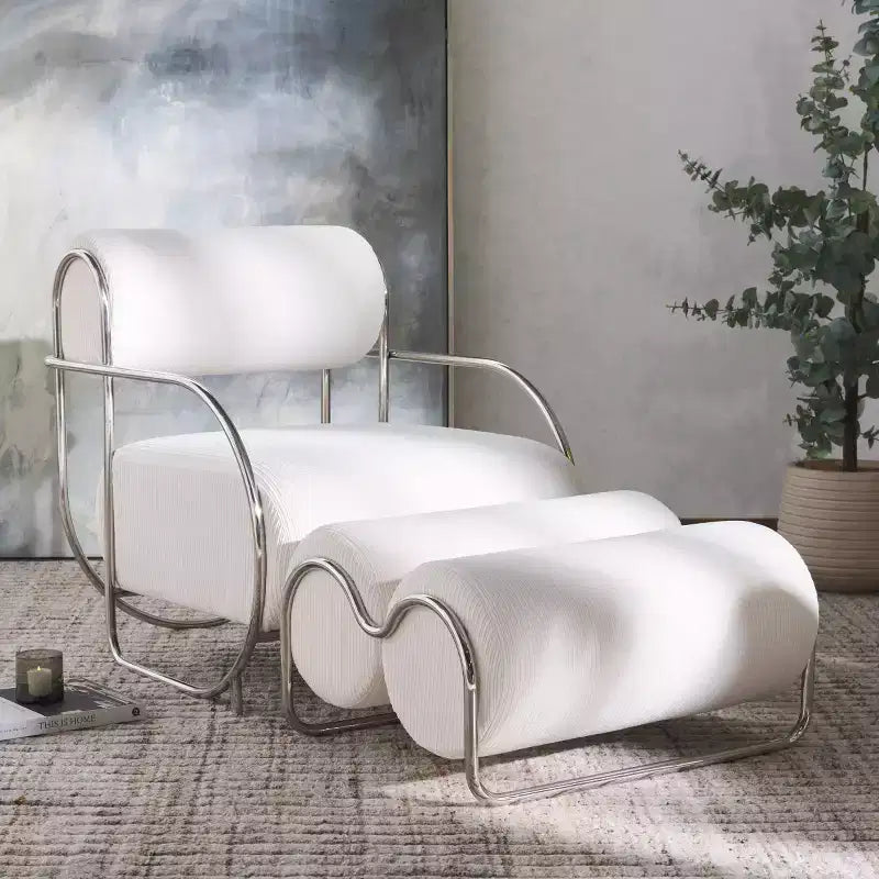 Fauteuil d'appoint à armature métallique Bethann - SFV5130 - Blanc/Argent - Safavieh Couture