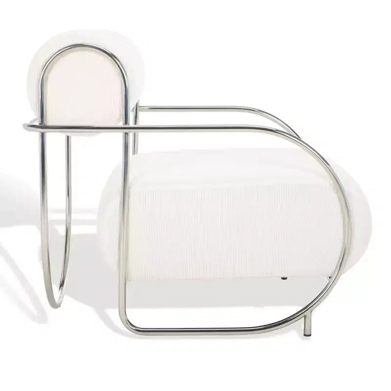 Fauteuil d'appoint à armature métallique Bethann - SFV5130 - Blanc/Argent - Safavieh Couture